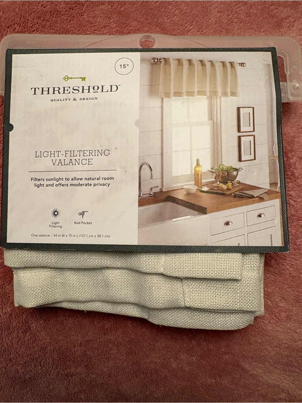 Threshold 54 “ w x 15” L  light filtering valence-Bonaire natural